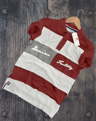 KHAHURIYO Striped Men Polo Neck Multicolor T-Shirt