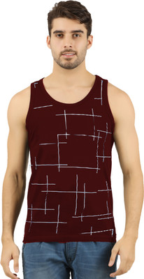 JUGULAR Printed Men Scoop Neck Maroon T-Shirt