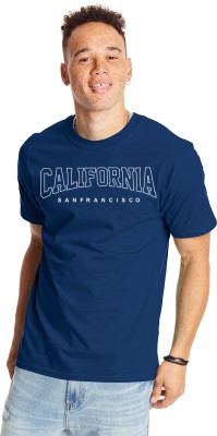 PersonaliTee Typography Men Round Neck Blue T-Shirt