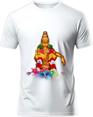 Yugavarshan Graphic Print Men Round Neck Gold, White T-Shirt