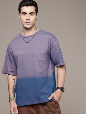 Roadster Solid Men Round Neck Purple T-Shirt