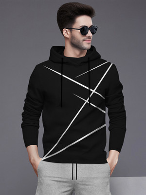 BLIVE Printed Men Hooded Neck Black T-Shirt
