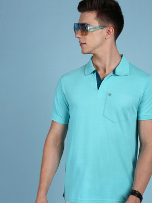 LUX cozi Solid Men Polo Neck Blue T-Shirt