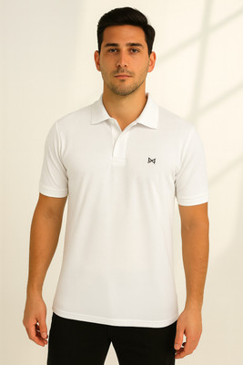 Force NXT Solid Men Polo Neck White T-Shirt