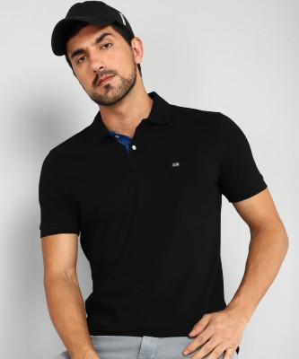 Arrow Sport Solid Men Polo Neck Black T-Shirt