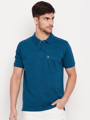 UNIBERRY Solid Men Polo Neck Blue T-Shirt