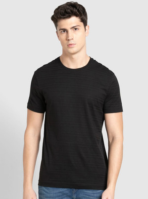 JOCKEY Striped Men Round Neck Black T-Shirt