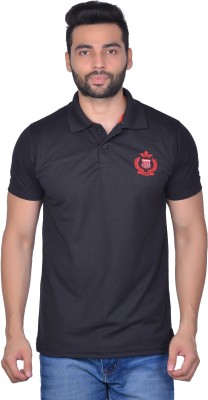 Cousin's Solid Men Polo Neck Black T-Shirt