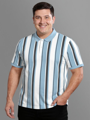 Bullmer Colorblock Men Polo Neck Blue T-Shirt