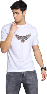 Attirea Printed Men Round Neck White T-Shirt