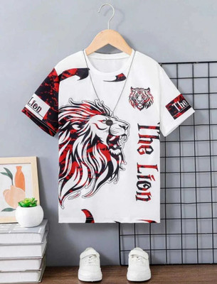 COPEHHI Printed Men Round Neck White, Red T-Shirt