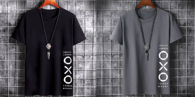 Axxitude Printed Men Round Neck Grey T-Shirt