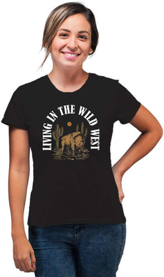 SmarTee Street Printed Women Round Neck Black T-Shirt