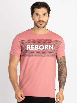Status Quo Printed, Typography Men Round Neck Pink T-Shirt