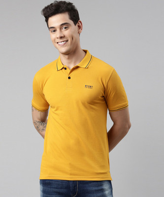 METRONAUT Solid Men Polo Neck Yellow T-Shirt