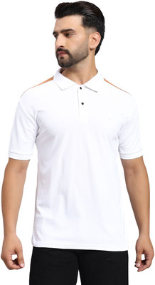 MONTCLAIR Colorblock Men Polo Neck White T-Shirt
