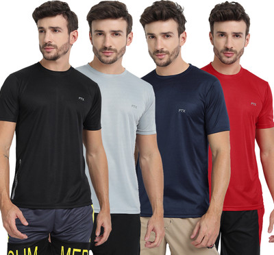 FTX Solid Men Round Neck Multicolor T-Shirt