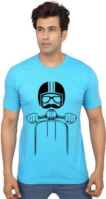 Aseria Printed Men Round Neck Blue T-Shirt