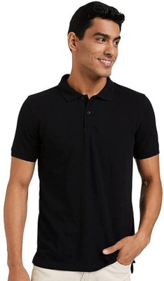 RMGARMENTMK Solid Men Polo Neck Black T-Shirt