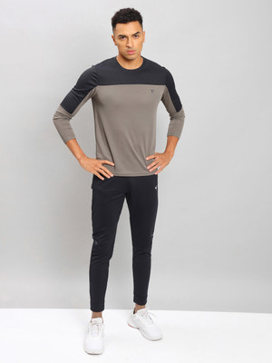 TECHNOSPORT Solid Men Round Neck Brown T-Shirt