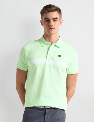 Arrow Sport Solid Men Polo Neck Green T-Shirt