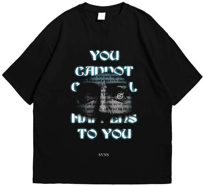 inblak Printed Men Round Neck Reversible Black T-Shirt