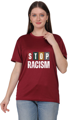 Ganpati Enterprise Typography Women Round Neck Maroon T-Shirt