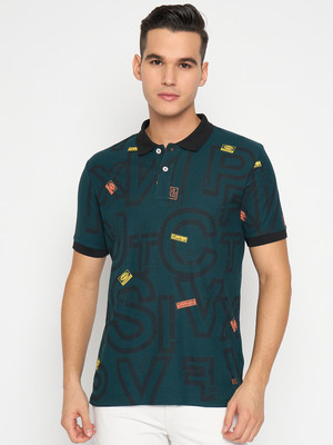 DUKE Printed Men Polo Neck Green T-Shirt