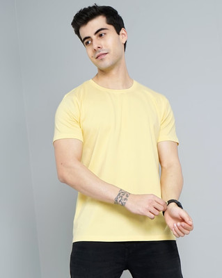 devdatt Solid Men Round Neck Yellow T-Shirt