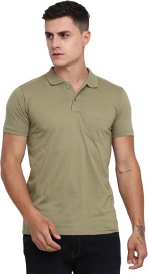 V-MART Solid Men Polo Neck Light Green T-Shirt