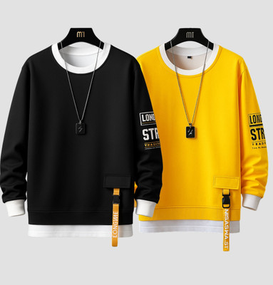 BLENDIX Printed Men Round Neck Yellow T-Shirt