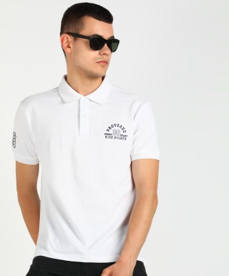 PROVOGUE Solid Men Polo Neck White T-Shirt