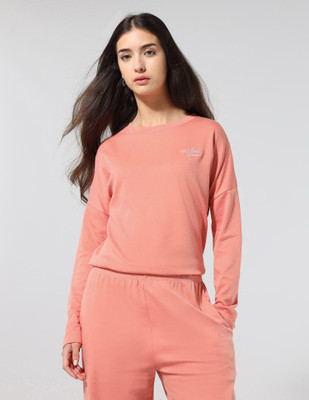 U.S. POLO ASSN. Self Design Women Round Neck Pink T-Shirt