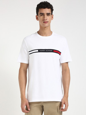 TOMMY HILFIGER Printed Men Crew Neck White T-Shirt