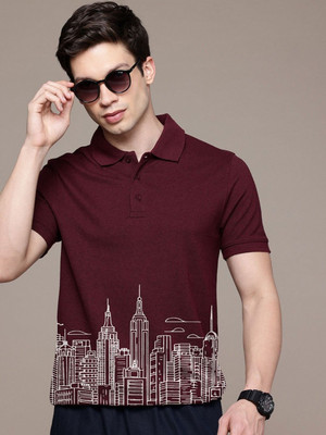 Moda Rapido Graphic Print Men Polo Neck Maroon T-Shirt
