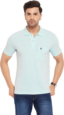 DUKE Solid Men Polo Neck Blue T-Shirt