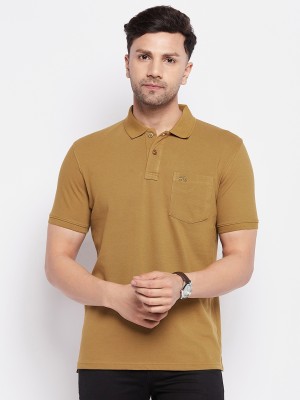 98 Degree North Solid Men Polo Neck Brown T-Shirt
