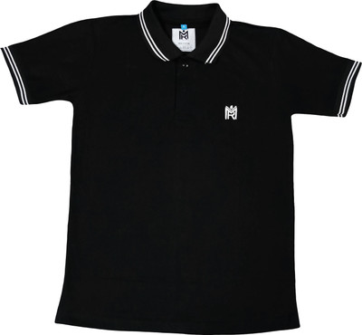 Rimore Clothing Embroidered Men Polo Neck Black T-Shirt