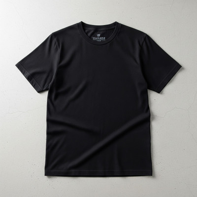 Ramya Solid Men Round Neck Black T-Shirt