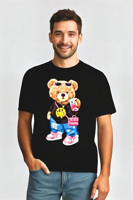 Royal Creations By Rv Printed Men Round Neck Black T-Shirt