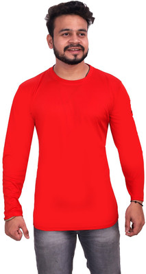 SM SHAYAM CREATION Solid Men Round Neck Red T-Shirt