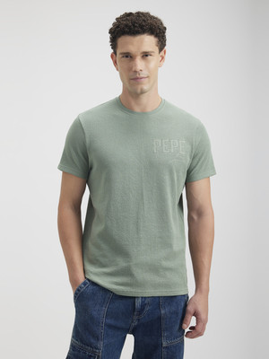Pepe Jeans Graphic Print Men Crew Neck Green T-Shirt
