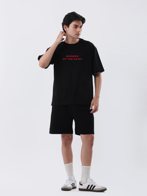 TheBTclub Abstract, Printed, Typography, Graphic Print Men Round Neck Black T-Shirt