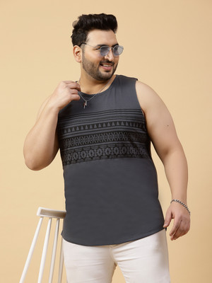 RIGO Printed Men Round Neck Grey T-Shirt