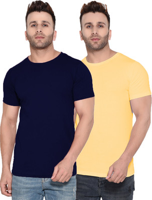 Kroptee Solid Men Round Neck Multicolor T-Shirt