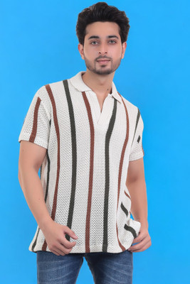 LWALS Striped Men Polo Neck Multicolor T-Shirt