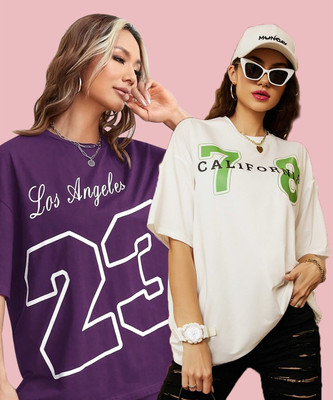 Christy World Printed Women Round Neck Multicolor T-Shirt