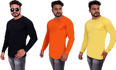 Expert Choice Solid Men Round Neck Multicolor T-Shirt
