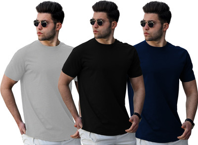 JUGULAR Solid Men Round Neck Multicolor T-Shirt
