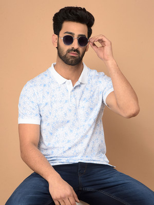 CRIMSOUNE CLUB Printed Men Polo Neck Blue T-Shirt